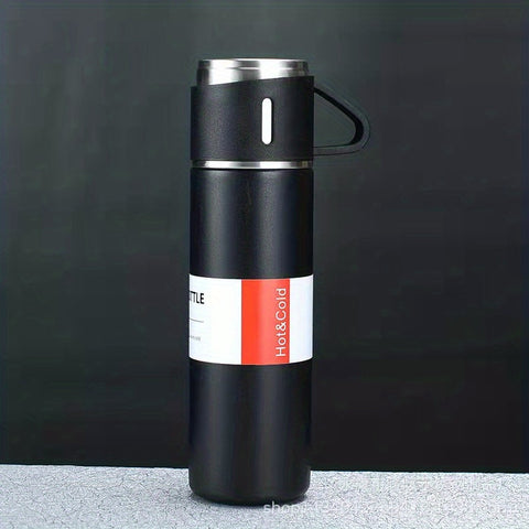 Vacuum Flask Set, Business Thermal Mug 500ml/16.9oz, Stainless Steel Vacuum Insulated Bottle With Cup For Coffee Hot Drink And Cold Drink, Water Flask, Back To School Supplies